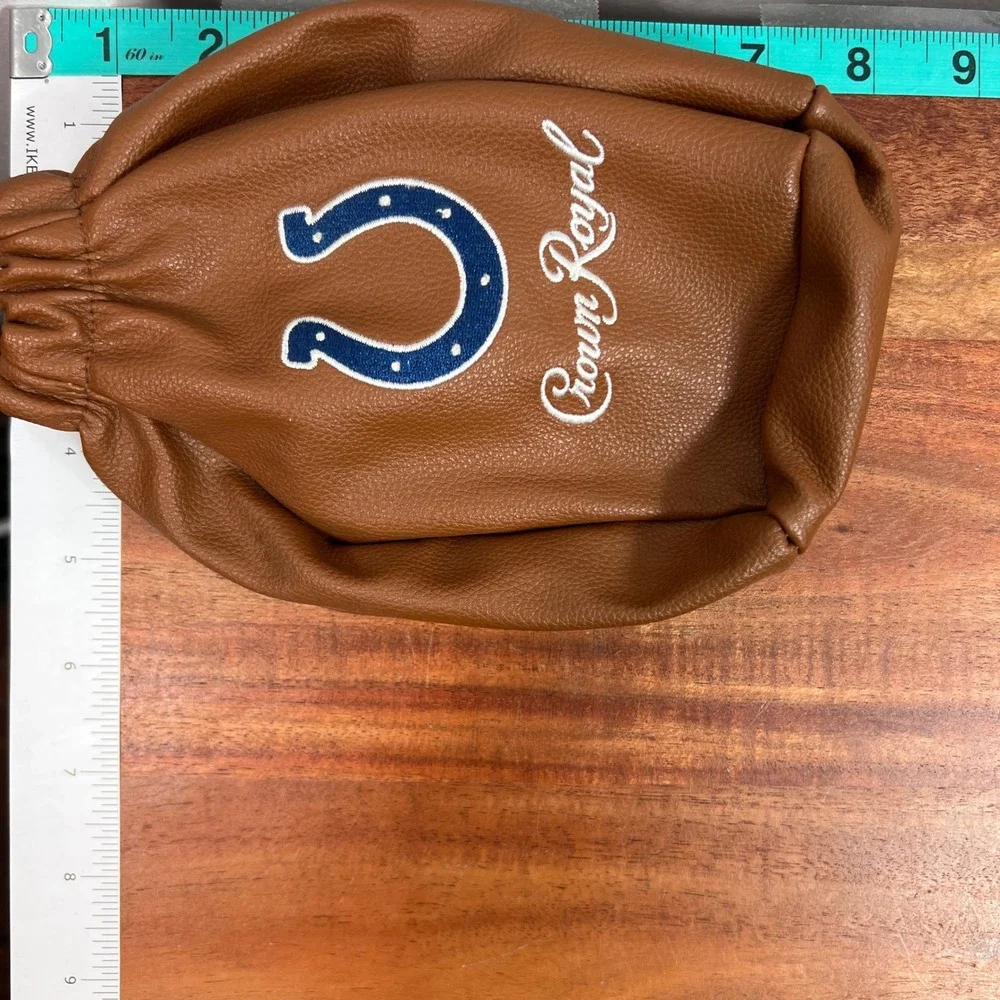 Crown Royal Indianapolis Colts NFL Football Bottle Bag Brown Faux Leather Zipper